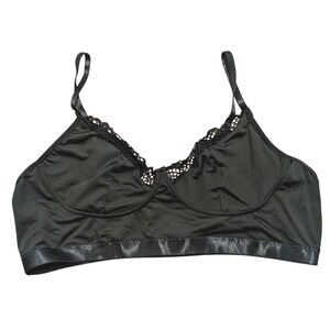 Bralette Pull on Bra Plus Size 2X Black Lace trim NEW